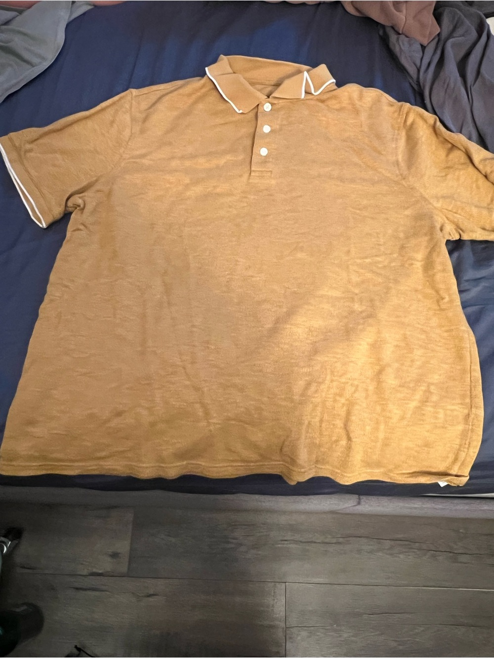 Goodfellow & Co Mustard Polo with White Contrast Trim